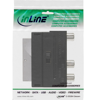 InLine® Scart Adapter, Scart (in/out) an 3x Cinch Buchse und 1x S-VHS Buchse (Produktbild 3)