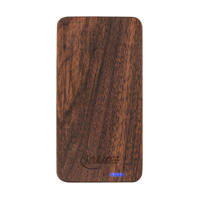 InLine® woodplate, USB Powerbank 5.000mAh, mit LED Anzeige, Echtholz, Walnuss (Produktbild 3)