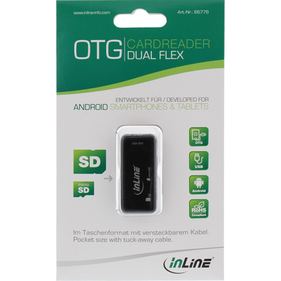 InLine® OTG Card Reader Dual Flex, für SD+microSD, mit USB Buchse+2 Kartenslots (Produktbild 3)