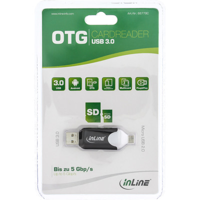 InLine® USB3.0 Dual Cardreader, USB A und Micro-USB 2.0 für SDXC und microSDXC (Produktbild 3)