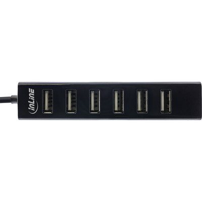 InLine® USB 2.0 Hub, 7 Port, schwarz, mit USB DC Kabel, schwarz (Produktbild 2)