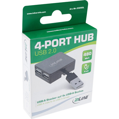 InLine® USB 2.0 4-Port Hub, USB-A Stecker auf 4x USB-A Buchse, Kabel 4cm  (Produktbild 5)