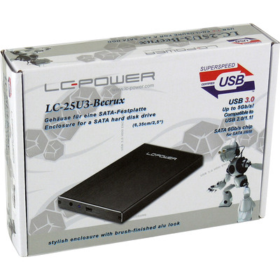 LC-Power LC-25U3-Becrux, externes 2,5-SATA-Gehäuse, USB 3.0, schwarz (Produktbild 2)