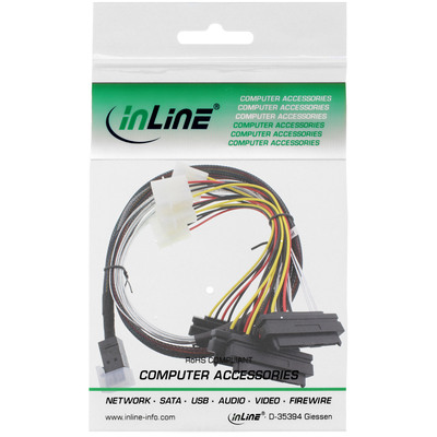 InLine® Mini SAS HD Kabel, SFF-8643 zu 4x SFF-8482 (29-pol.) + Strom, 1m (Produktbild 2)