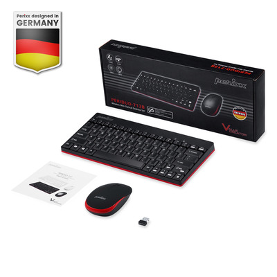 Perixx PERIDUO-712 DE W, Mini Tastatur und Maus Set, schnurlos, schwarz (Produktbild 2)