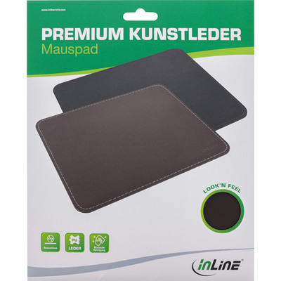InLine® Maus-Pad Premium Kunstleder braun, 255x220x3mm (Produktbild 3)