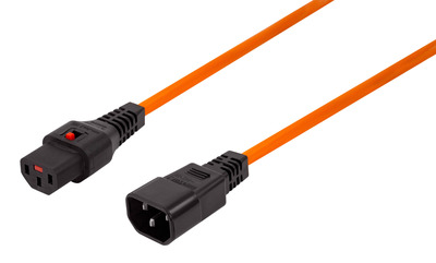 Kaltgeräteverlängerung C14 180° - C13 180° -- IEC Lock, orange, 3,0 m, EK601OR.3 (Produktbild 1)