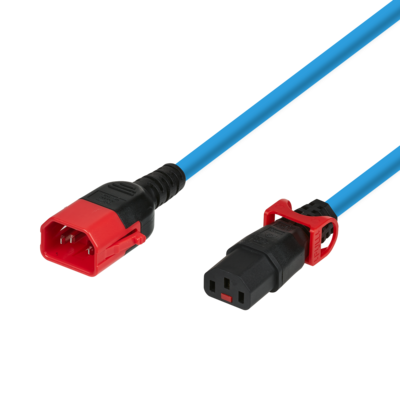 Kaltgeräteverlängerung Dual-Lock C14 - C13  -- IEC Lock, blau, 2 m, EK620BL.2 (Produktbild 1)
