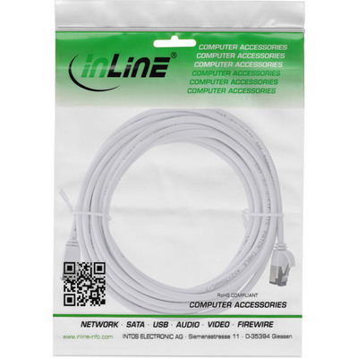 InLine® Patchkabel slim, U/FTP, Cat.8.1, TPE halogenfrei, weiß, 5m (Produktbild 2)