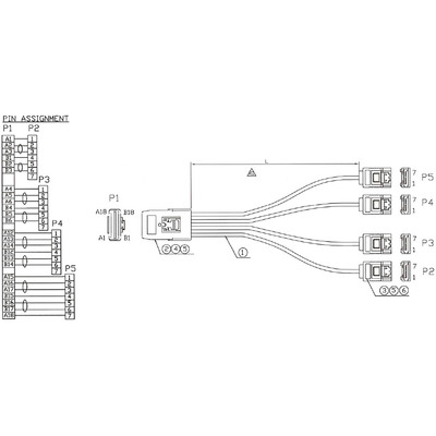 InLine® SAS Anschlusskabel, Mini-SAS SFF-8087 an 4x SATA, 1:1, OCR, 0,75m (Produktbild 2)