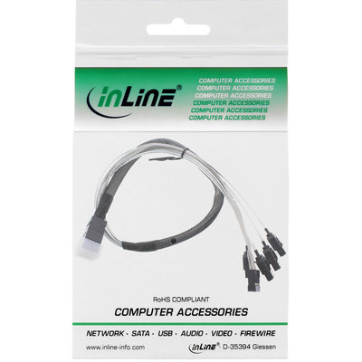 InLine® Mini SAS HD Kabel, SFF-8643 zu 4x SATA + Sideband, 0,5m (Produktbild 11)