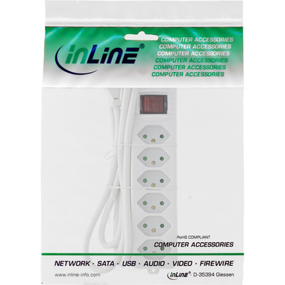 InLine® Steckdosenleiste SCHWEIZ, 6-fach, mit Schalter, 1,5m, weiß (Produktbild 3)