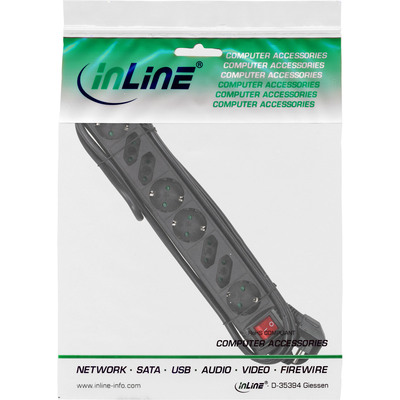 InLine® Steckdosenleiste, 8-fach, 4x Schutzkontakt + 4x Euro, schwarz, 1,5m (Produktbild 3)