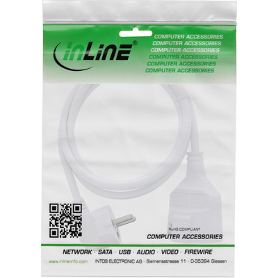 InLine® Strom-Verlängerung Schutzkontakt Stecker gewinkelt / Buchse, weiß, 1,5m (Produktbild 2)