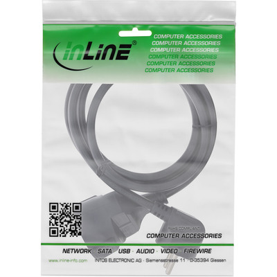 InLine® Strom-Verlängerung Schutzkontakt Stecker gewinkelt / Buchse, schwarz, 3m (Produktbild 2)