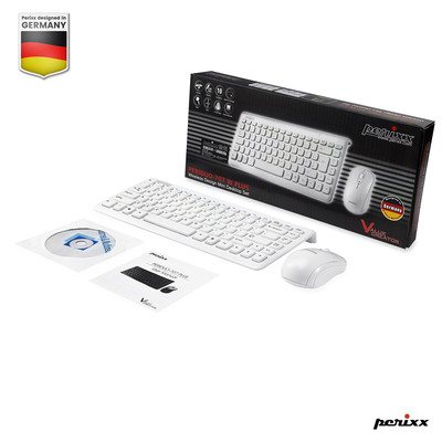 Perixx PERIDUO-707 PLUS US W, Mini Tastatur und Maus Set, schnurlos, weiß (Produktbild 11)