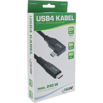 InLine® USB4 Kabel, USB-C einseitig gewinkelt, PD 240W 8K60Hz, TPE schwarz, 1m (Produktbild 3)