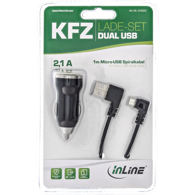 InLine® USB DUAL+ KFZ-Ladeset, Stromadapter 1m Kabel, 12/24VDC zu 5V DC/2.1A  (Produktbild 5)