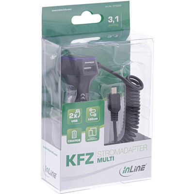 InLine® USB KFZ Ladegerät Stromadapter, 12/24VDC zu 5V / 3.1A , 2x USB A + Micro  (Produktbild 5)