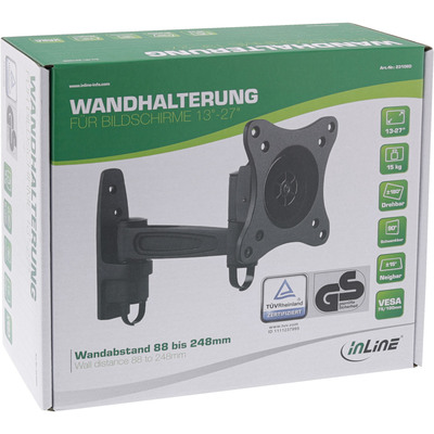 InLine® Wandhalterung, für Monitore bis 69cm (27), max. 15kg, einteiliger Arm  (Produktbild 5)