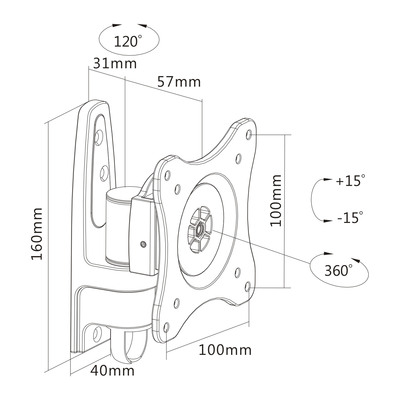 InLine® Wandhalterung, für Monitore bis 69cm (27), max. 15kg (Produktbild 3)
