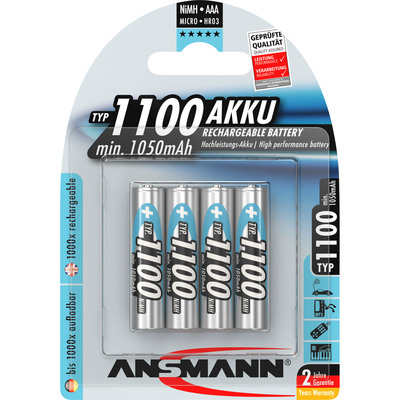 ANSMANN 5035232 NiMH-Akku Micro AAA, 1100mAh, 4er-Pack