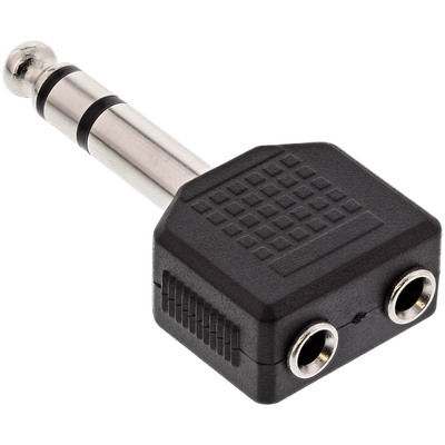 InLine® Audio Adapter, 6,3mm Klinke Stecker Stereo an 2x 3,5mm Klinke Buchse, Stereo (Produktbild 1)
