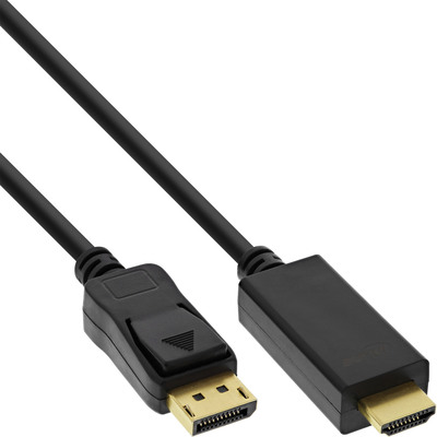 InLine® DisplayPort zu HDMI Konverter Kabel, 4K/60Hz, schwarz, 0,3m (Produktbild 1)