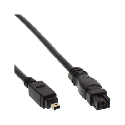 InLine® FireWire Kabel, IEEE1394 4pol Stecker zu 9pol Stecker, schwarz, 1,8m (Produktbild 1)
