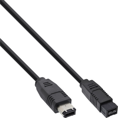 InLine® FireWire Kabel, IEEE1394 6pol Stecker zu 9pol Stecker, schwarz, 1,8m (Produktbild 1)