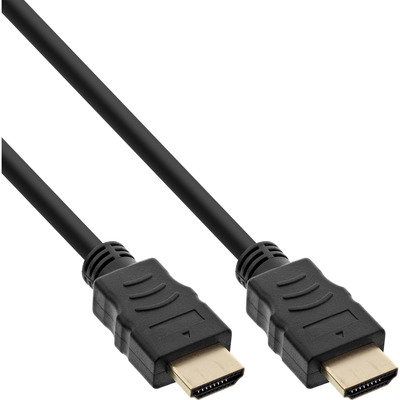InLine® HDMI-High Speed Kabel mit Ethernet, ST / ST, schwarz / gold, 2m