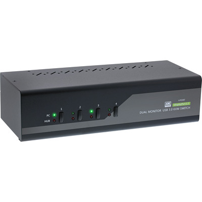 InLine® KVM Desktop Switch, 4-fach, Dual-Monitor DP 1.2, 4K, USB 3.0, Audio