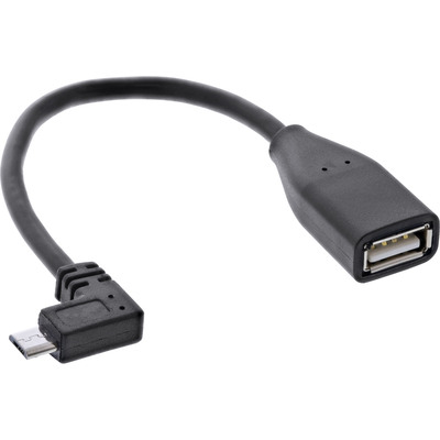 InLine® Micro-USB OTG Adapterkabel, Micro-B ST gewinkelt an USB A BU, 0,1m (Produktbild 1)