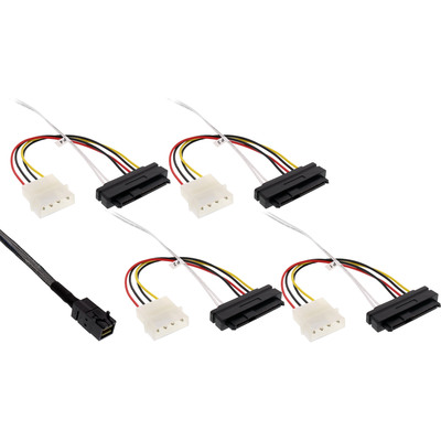 InLine® Mini SAS HD Kabel, SFF-8643 zu 4x SFF-8482 (29-pol.) + Strom, 0,5m (Produktbild 1)