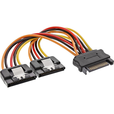 InLine® SATA Strom-Y-Kabel, SATA Buchse an 2x SATA ST mit Lasche, 0,30m (Produktbild 1)