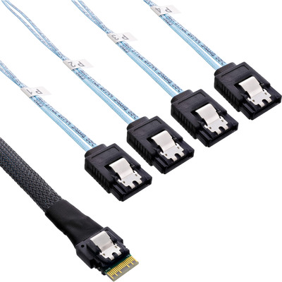 InLine® Slim SAS Kabel, SFF-8654 zu 4x SATA 7-pin, 12Gb/s, 1m (Produktbild 1)