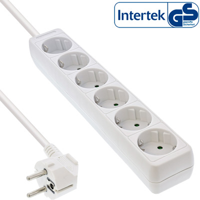 InLine® Steckdosenleiste, 6-fach Schutzkontakt, 1,5m, weiß (Produktbild 1)