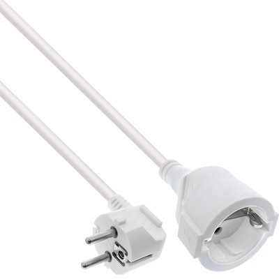 InLine® Strom-Verlängerung Schutzkontakt Stecker gewinkelt / Buchse, weiß, 1,5m (Produktbild 1)