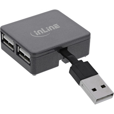 InLine® USB 2.0 4-Port Hub, USB-A Stecker auf 4x USB-A Buchse, Kabel 4cm (Produktbild 1)