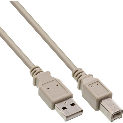 InLine® USB 2.0 Kabel, A an B, beige, 0,5m (Produktbild 1)