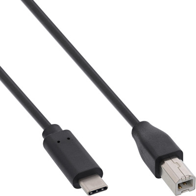 InLine® USB 2.0 Kabel, USB-C Stecker an B Stecker, schwarz, 2m (Produktbild 1)