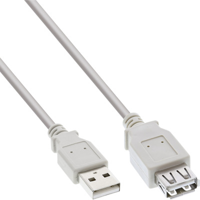 InLine® USB 2.0 Verlängerung, Stecker / Buchse, Typ A, beige/grau, 1m (Produktbild 1)