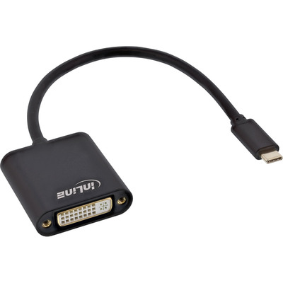 InLine® USB Display Konverter, USB-C Stecker zu DVI Buchse (DP Alt Mode), schwarz, 0.2m