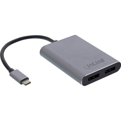 InLine® USB Dual Display Konverter, USB-C zu 2x DisplayPort 4K/60Hz, schwarz (Produktbild 1)