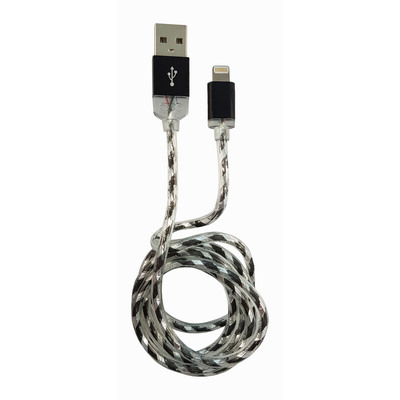 LC-Power LC-C-USB-Lightning-1M-8 (MFI) USB A zu Lightning Kabel, schwarz/silber,