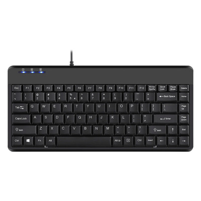 Perixx PERIBOARD-409 H, US, Mini USB-Tastatur, 2 Hubs, schwarz (US-Layout) (Produktbild 1)