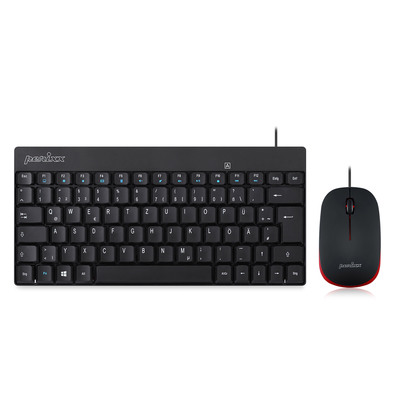 Perixx PERIDUO-212 DE, Mini USB-Tastatur und Maus Set, schwarz (Produktbild 1)
