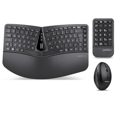 Perixx PERIDUO-606A DE, 3-in-1 Tastatur- und Maus-Set, kabellos, ergonomisch, schwarz (Produktbild 1)