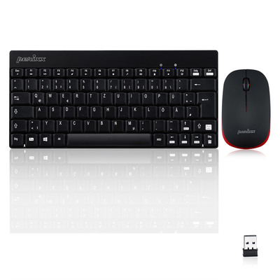 Perixx PERIDUO-712 DE B, Mini Tastatur und Maus Set, schnurlos, schwarz (Produktbild 1)