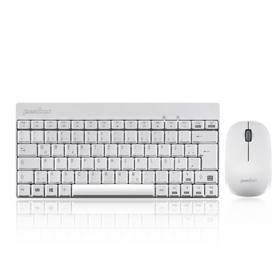 Perixx PERIDUO-712 DE W, Mini Tastatur und Maus Set, schnurlos, weiß (Produktbild 1)